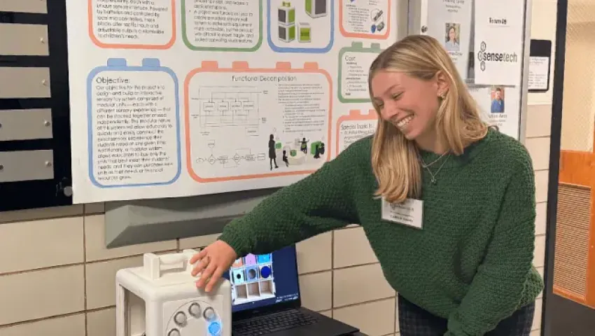 Student with medical device